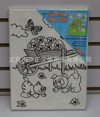 专业生产卡通帆布儿童绘画框 纯棉布实木数字油画框套装详解