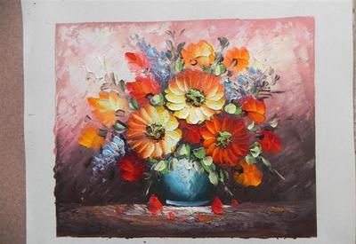 现货欧式刀花风景油画 四季绽放的艺术魅力