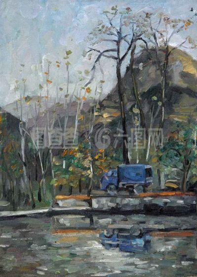 池塘的静谧 油画中的自然诗篇